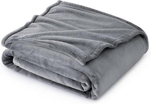 50x60 grey fleece couch throw, lightweight, plush & cozy