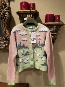 zara bird cardigan