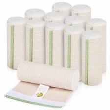 GT 6" (12 Pack) Cotton Elastic Compression Bandages Body Wrap Hook/Loop USA Made