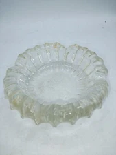 Vintage Blenko Heavy Clear Glass Ashtray 5” Sunburst Mid Century Modern MCM