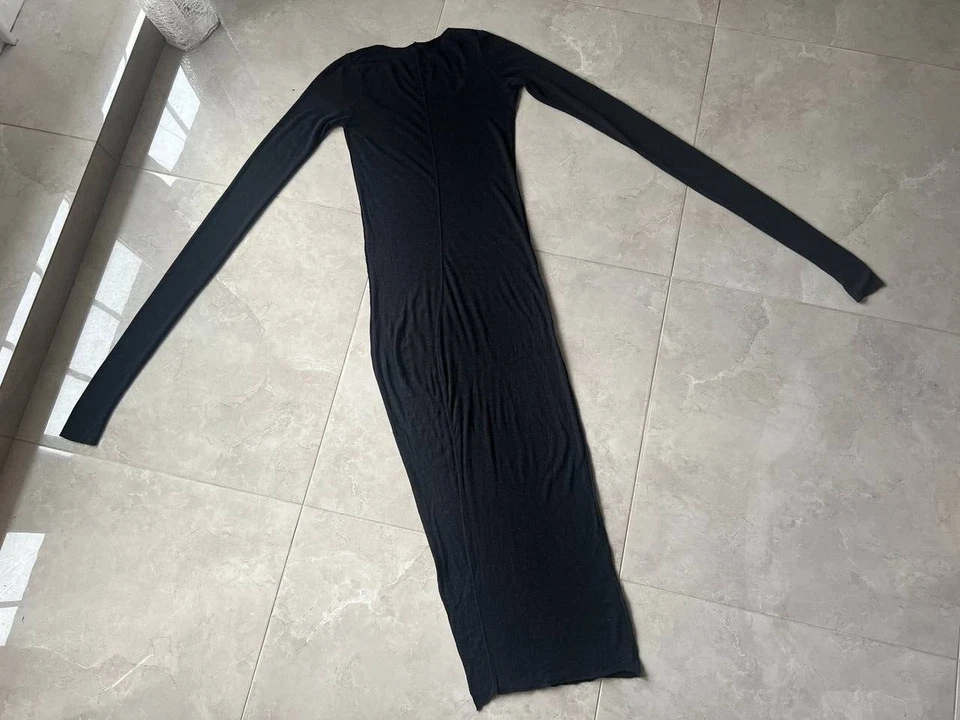 VESTIDO LARGO MAXI DE LANA RICK OWENS LILIES MANGA LARGA NEGRO PARA MUJER Foto 2 de 4