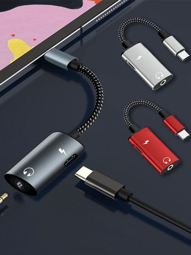 Adapter Audio USB TypeC 2 in1 Charging Cable 3.5mm AUX Jack Earphone for Samsung - Photo 10 sur 13