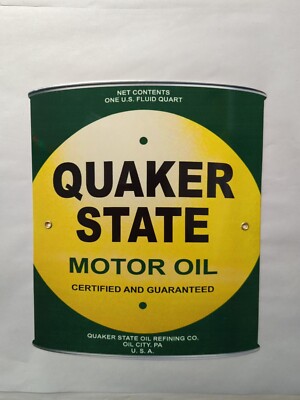 Quaker State Motor Oil Metal Sign Shaped Like Oil Can