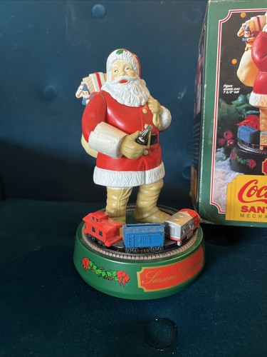 VINTAGE Coca Cola Santa Claus Ertl Mechanical Coin Bank Moving Train 1993 - Picture 2 of 8
