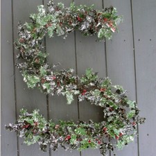 Artificial Frosted Holly Garland with- 5ft long - Christmas Decoration