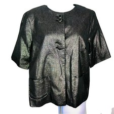 Nwot- Kenar-womans-jacket-sz-12-gray-shiny-short-sleeve-career-occasion-
