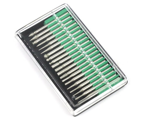 20pcs Diamond Burr Engraving Rotary Tool Drill Bit Kit Burrs Bur Set Tools DIY - Picture 3 of 3