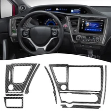 10Pc Center Console Dashboard Set Carbon Fiber Decal For Civic 9Th 13-15