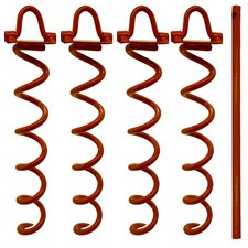 4 x Narrowboat Screw in Spiral Ground Anchor Stakes mooring pegs trampoline tent