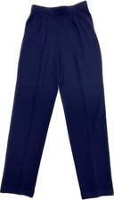 ST. JOHN Basics Navy Blue Knit Pull On Pants Pleated Tapered High Rise Size 8