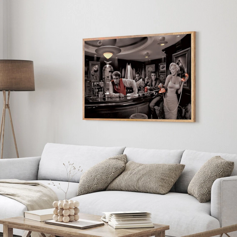 Marilyn Monroe Elvis Presley James Dean Humphrey Bogart 02 Decoración PÓSTER LIENZO Foto 2 de 3