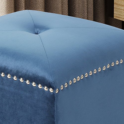 Allen Glam Velvet Ottoman, Cobalt - Picture 6 of 6