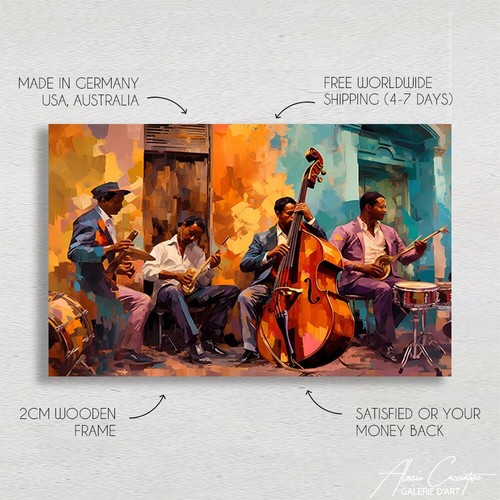 Arte de jazz impresión lienzo lujo decoración del hogar música lienzo arte de pared enmarcado - Imagen 9 de 10