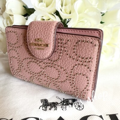 ❤️COACH CX404 Medium Corner Zip Wallet With Signature Rivets