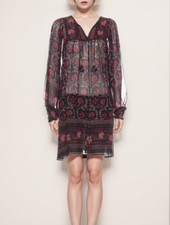 NWOT Ulla Johnson Silk Aida Dark Floral Print Dress