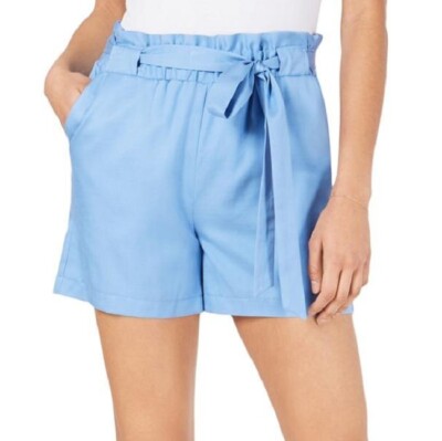 Maison Jules Women M Twinkle Blue Pockets Paper Bag Waist Self Tie Shorts NWT