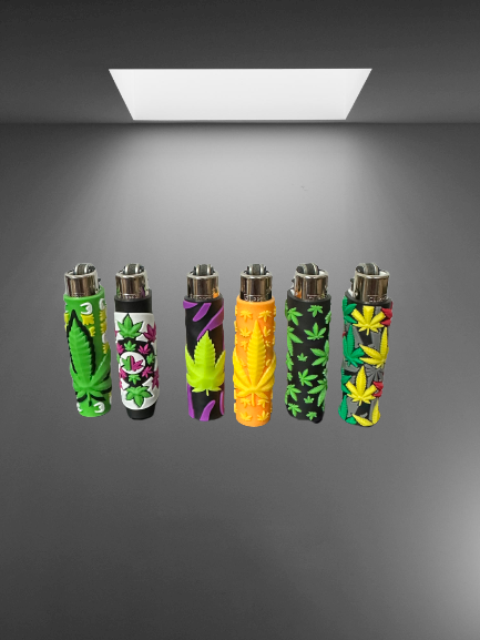 CLIPPER POP LEAVE COLOUR FULL RUBBER CASE REFILLABLE LIGHTERS X 1 FAST SERVC