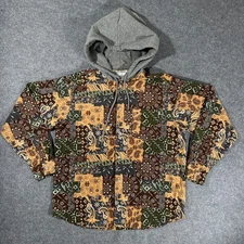 HUF Patchwork Paisley Long Sleeve Hooded Cord Jacket Brown - Size Medium