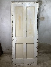 31 3/4"X 77 1/8" 1930s Internal Painted Pitch Pine Four Panel Door 2over2 Old