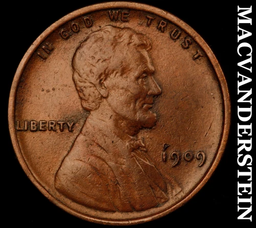1909 VDB Lincoln Wheat Cent - Planchet Flaw Reserve- Extra Fine Semi Key  #J4249
