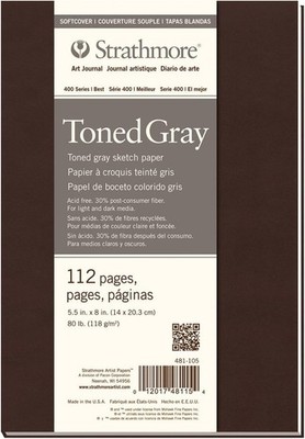 Strathmore Toned Gray Serie 400 Skizzenbuch, graugetönt, 118g/m², 14x20.3cm, S
