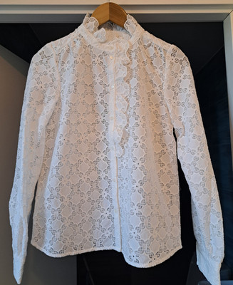 BNWOT Sezane Chlo Embroidered Ecru White Long Sleeve Shirt Sz FR40 Large US8