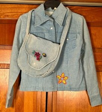 Vintage 1970s Chambray Denim Jacket & Purse S...