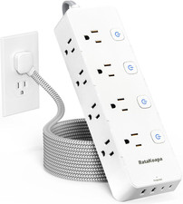 10 Ft Surge Protector Power Strip - 8 Widely AC Outlet 4 USB Ports 2 USB C , Fla