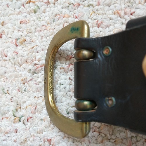 Leather Man Ltd. Leather Belt Black Wide Unisex 47 Brass Buckle Hand Made 2x54" - Bild 4 von 14