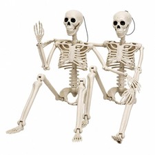 2 Pack 36.5" Halloween Skeleton, Full Body Life Size Posable Skeletons with M...