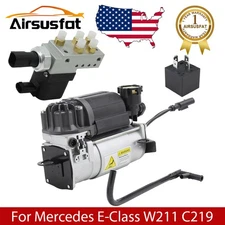 Fit Mercedes E-Class W211 CLS C219 Air Suspension Compressor+Relay+Valve Block