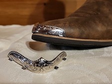 New Silver Western Cowboy Boot Tips Toe Plates Guards Round Toed Boots