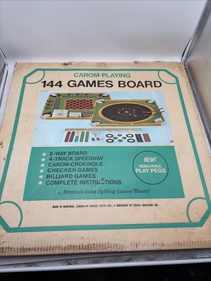 Vintage Carom 2-way Game Board Model 6080 Original Box Rule Book Over 144 Games