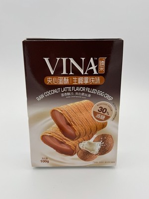 VINA Raw Coconut Latte Flavor Filled Egg Crisp 100g Reduced Sugar Crispy Snack