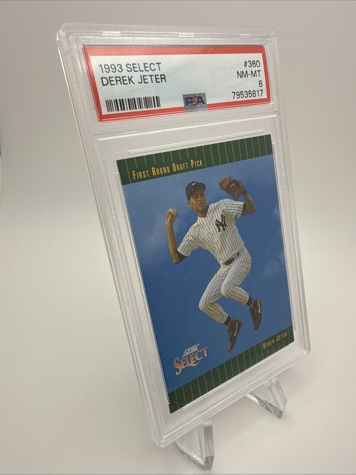 1993 Select #360 Derek Jeter - New York Yankees - RC Rookie - HOF - PSA 8 NM-MT view 2