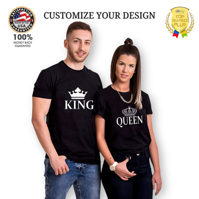 PERSONALIZED SHIRTS, COUPLE T-SHIRTS, KING AND QUEEN, CUSTOM DESIGN, SOFT COT121