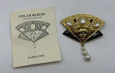 Edgar Berebi Paris 1898 Fan Face Brooch Pin Accessory Limited Edition *READ*