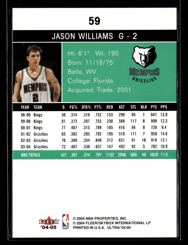 2004-05 Ultra Jason Williams #59 - Image 2 of 2