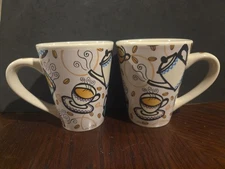 Classic Ceramics California Pantry Vintage 1999 12 oz. Coffee Themed Mugs, Set/2