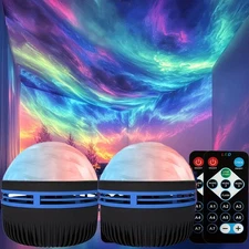 2PACK Northern Lights Galaxy Projection Lamps Night Light Aurora Projector Gift