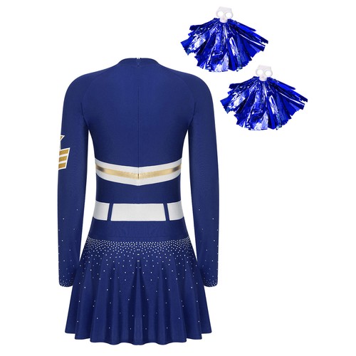 Womens Dress Shiny Cheerleading Outfit Elastic Uniform Carnival Cosplay Dance - Picture 24 of 71