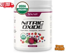 Nitric Oxide Beet Root Organic Powder, Heart & Blood Pressure - Snap Supplements