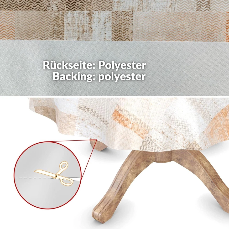 Wachstuchtischdecke Oval 140x240cm Glatt Patchwork Oldstyle abwaschbar - Bild 2 von 4