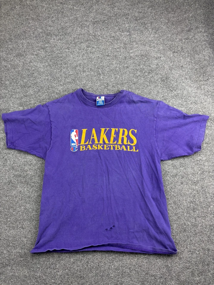Camisa De Colección Los Angeles Lakers Para Hombres Grande Púrpura NBA Campeón de Baloncesto Algodón Foto 2 de 4