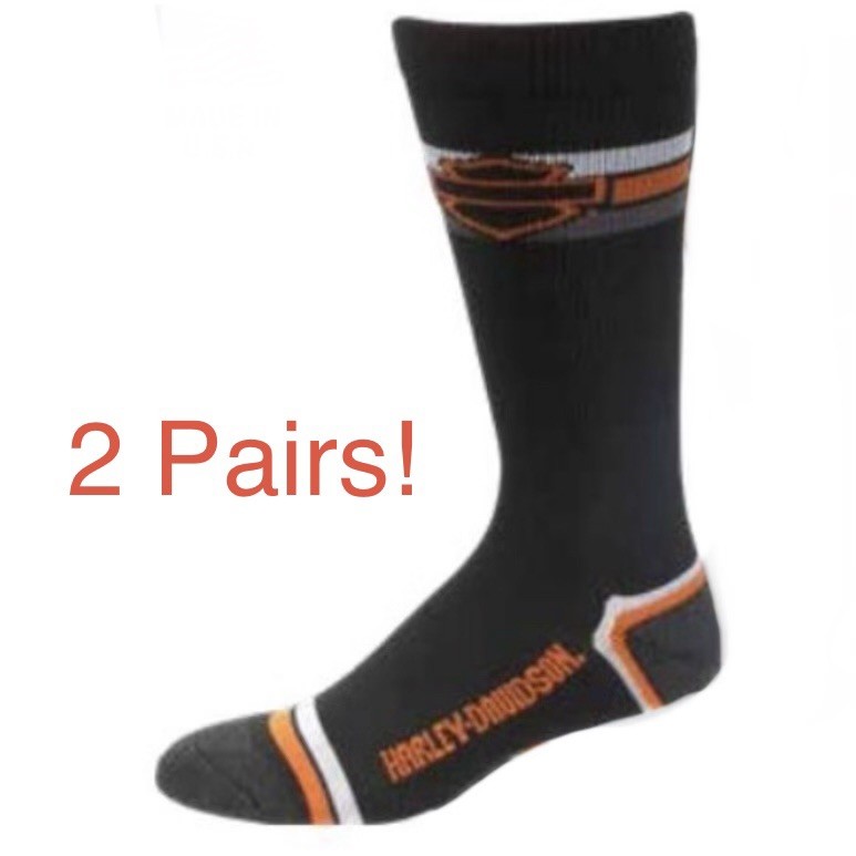 Harley Davidson Socks, Men’s Large, 2 Pair NEW! Made In USA Slightly Irregular