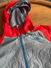 Boys Jacket The North Face Rain Jacket, Windbreaker, Youth Gray/Red, L 14/16
