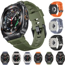 For Samsung Galaxy Watch Ultra 47mm Silicone Strap Metal Frame Bumper Watch Case