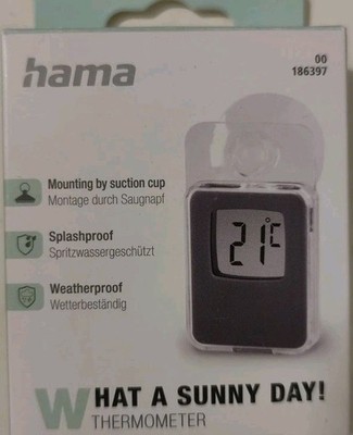 Hama Fenster Thermometer Digital Innen Außen mit Saugnapf Wetterfest + Batterie