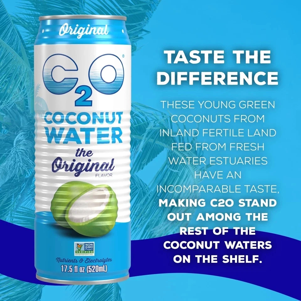 C2O - Coconut Water, Made with Fresh Coconut Water, Plant Based  Cans,17.5 FL OZ - Image 2 of 4
