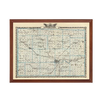 Old Map of Stephenson County, IL 1876 - Vintage Illinois Art